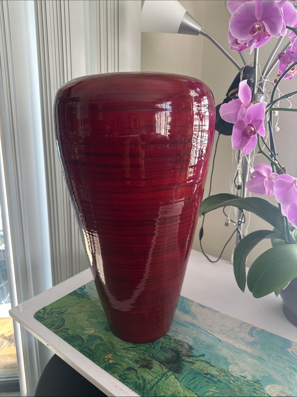 Deep Red Gloss bamboo Vase
